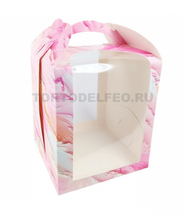 Коробка для Кулича 15*15*18 Розовая Пастель
