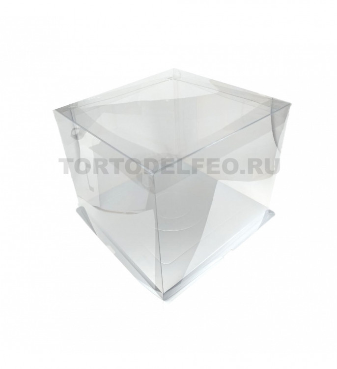 Коробка прозрачная подарочная для тортов серебро 30*30*25см