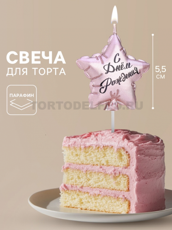 Свеча С днем рождения! в форме шарика розоыое золото